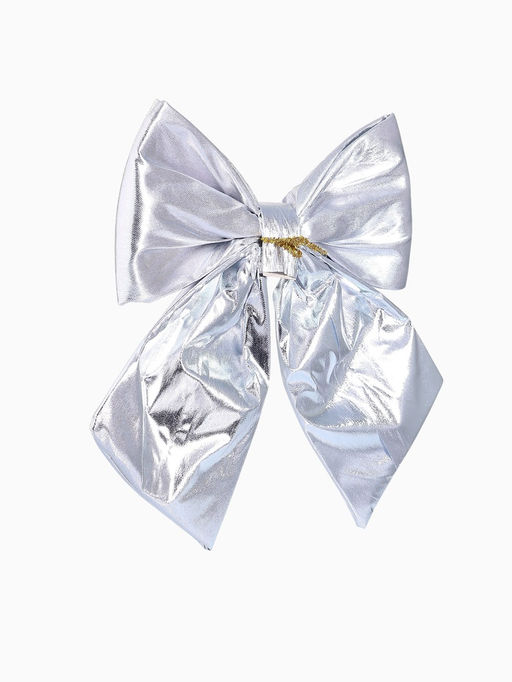 Ёлочная игрушка «Зимнее волшебство. Бант лоск» пластик, 24×26 см, серебро