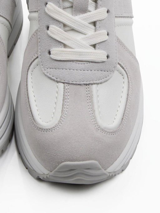 03-A1020-9 WHITE/GRAY Кроссовки женские (натуральная кожа, натуральная замша)