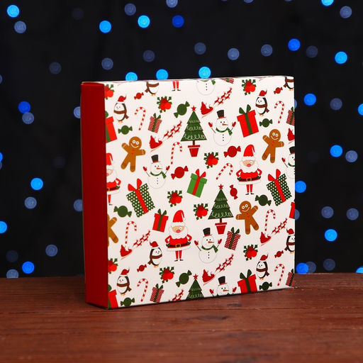 Коробка под 16 конфет «Новогодняя», 17.5×17.5×3.5 см