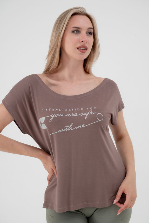 Футболка женская из вискозы Лирика какао You are safe - Амадэль фото 2