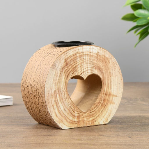 Деревянный подсвечник на 1 свечу «Спил: сердечко», 9×10×5 см