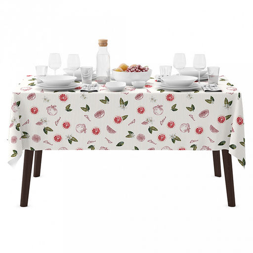 "Грейпфрут К" Скатерть 180х145см, длина стола до 140см, на 6 персон, хлопок "Премиум" 186г/м2, "Домашняя мода" (Россия)