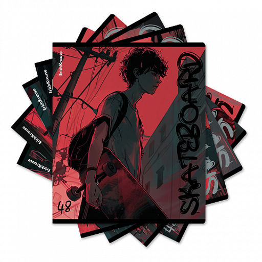 Цена за 5 шт. Тетрадь общая ученическая ErichKrause Mystery Guy, 48 листов, выборочный УФ-лак, клетка_MIX-PACK