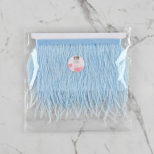 Перья страуса декоративные, на ленте, 8-10 см, 5±0.5 м, голубые