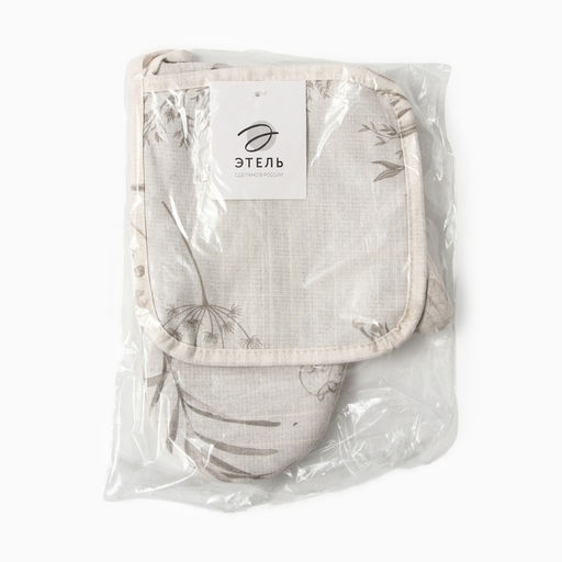 Кухонный набор «Этель» Flower herbarium: варежка 20×27 см, прихватка 19×19 см, 100% хлопок, 250 г/м²