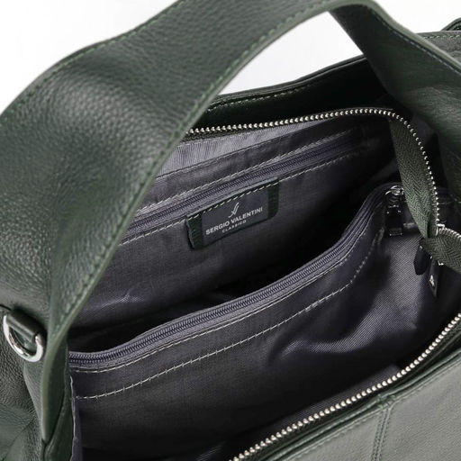 Женская кожаная сумка Sergio Valentini SV-0615 БлекишГрин  фото 4