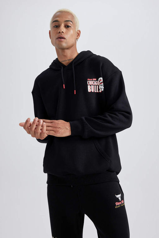 DeFactoFit Толстовка свободного покроя с капюшоном NBA Chicago Bulls  фото 4