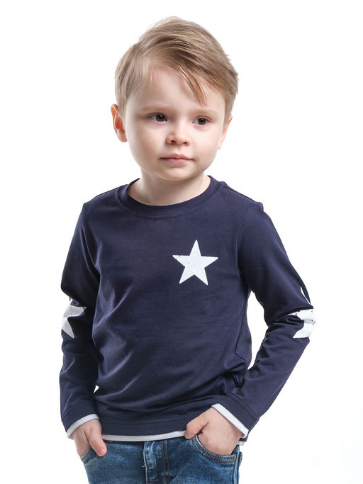 Лонгслив для мальчика с принтом детская одежда UD 0429 т.синий - Mini maxi фото 3