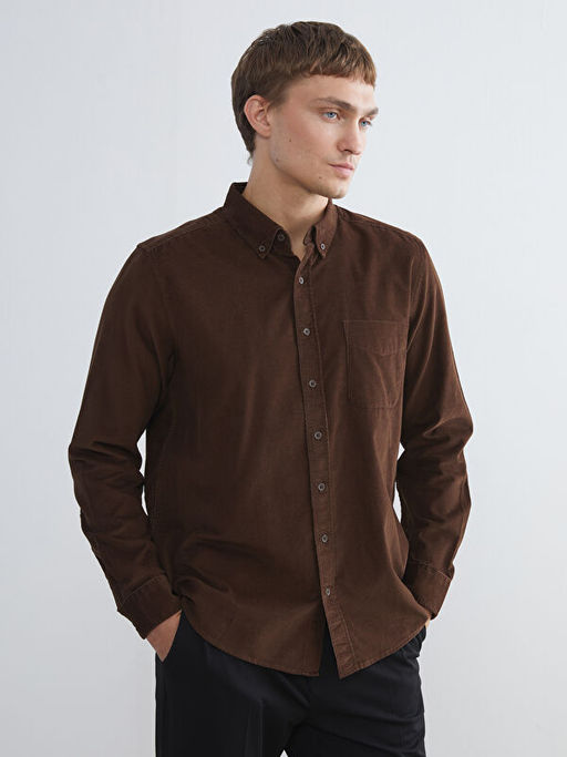 Regular Fit Uzun Kollu Kadife Erkek G?mlek