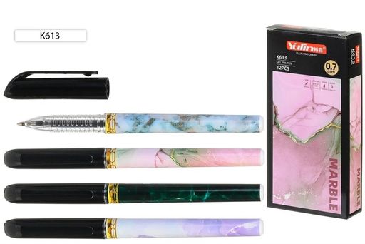 Ручка гелевая "Marble" черная 0.7мм (K613 черн) корпус с рисунком "мрамор", в ассорт.