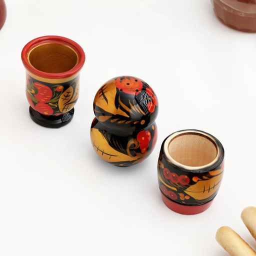 Набор для специй дерево «Ягодка», 4 предмета, хохлома