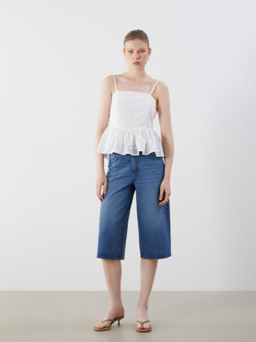 Kare Yaka Ajurlu Ask?l? Brode Bluz