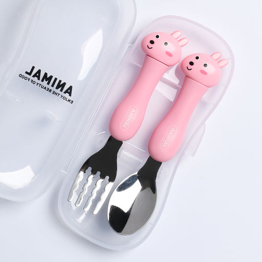 Набор детских столовых приборов в футляре Зайчата, вилка, ложка - Simaland фото 2