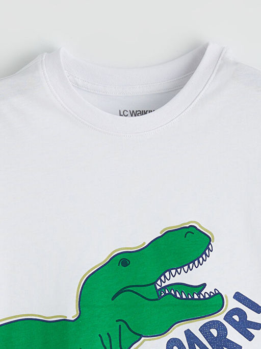 Bisiklet Yaka Dinozor Bask?l? Erkek ?ocuk Ti??rt