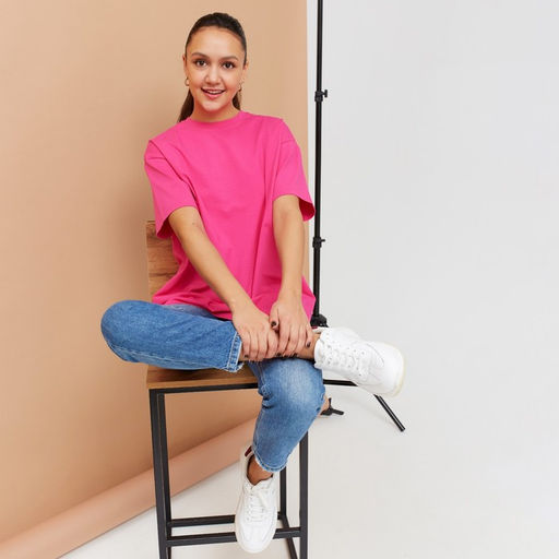 Футболка женская MINAKU OVERSIZE FIT: цвет фуксия, р-р 50