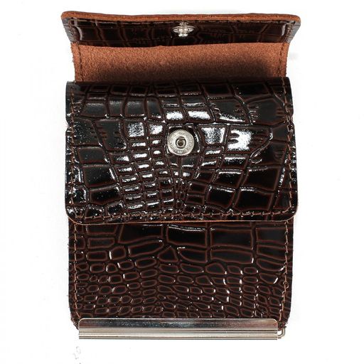 Зажим для купюр Premier-Z-28 натуральная кожа коричневый темный крокодил мелкий (112) 198888  фото 4