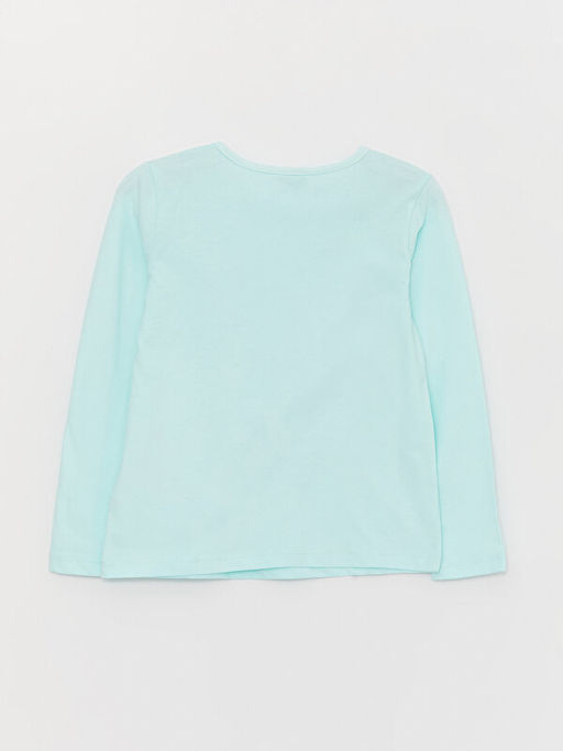 Bisiklet Yaka Bask?l? Uzun Kollu K?z ?ocuk Ti??rt - Waikiki фото 3