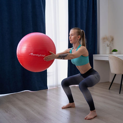 Фитбол ONLYTOP, d=65 см, 900 г, антивзрыв, красный