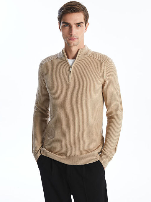 Dik Yaka Uzun Kollu Erkek Triko Kazak