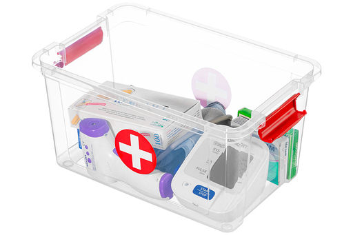 Контейнер StorMax Аптечка 35,5*23,8*19 см с крышкой с 2-мя защелками +вкладыш (прозр-красный)(650) - Elan gallery фото 19