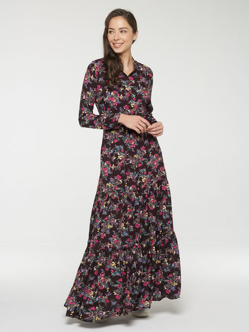 Платье женское 211-3634. Ш74 т.сливовый цветы