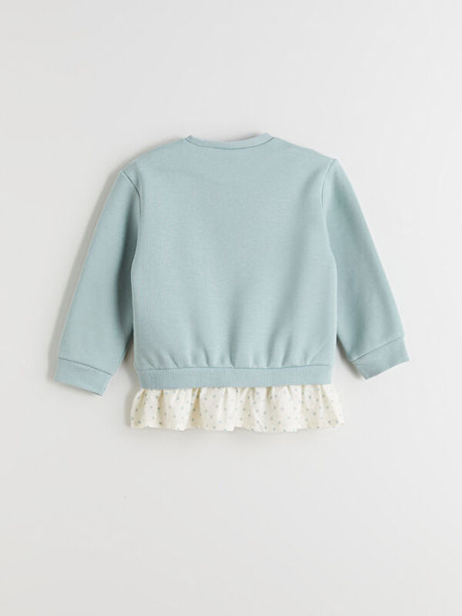 Bisiklet Yaka Bask?l? K?z ?ocuk Sweatshirt