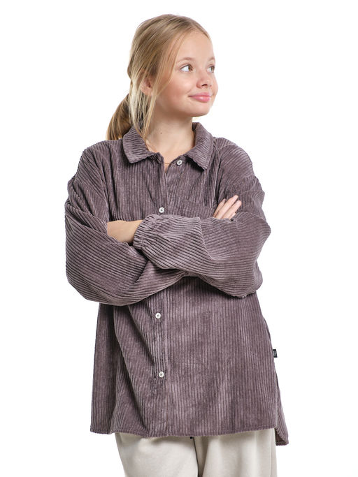 Вельветовая рубашка для девочки 22-7364 бежевый - Mini maxi фото 25