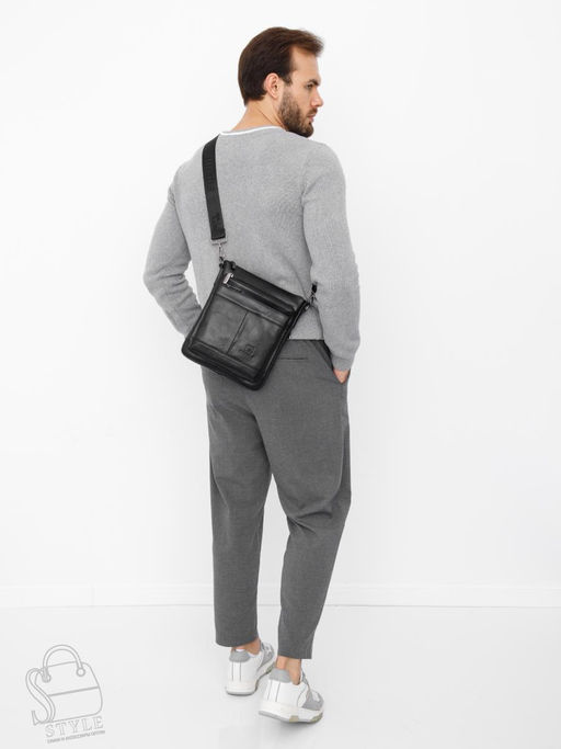 Сумка мужская кожаная 1022-2 black Fuzhiniao