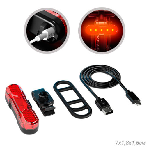 Фонарь задний COMIRON TA10 корпус: ABS, IPX5; свет: COB(5LED), 80lm; аккум: 220mAh, USB; четыре режима, поворотный на 360С. /уп 120/240/ - Галеонтрейд фото 2