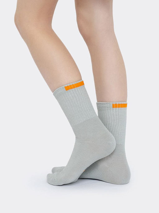 Цена за 5 пар! Детские высокие носки белого цвета с зеленым прямоугольником - Mark formelle фото 9