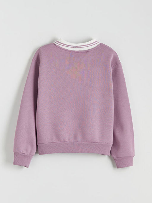 Polo Yaka K?z ?ocuk Kal?n Sweatshirt