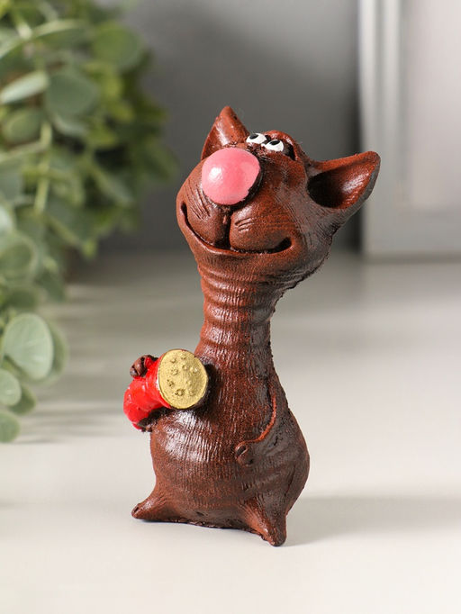 Фигурка «Кот с колбасой», 10×5.3×3.5 см, МИКС