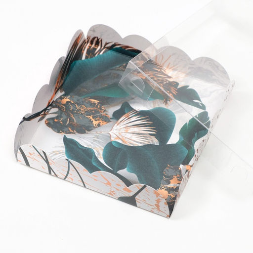 Цена за 5 шт. Коробка для печенья, «Мраморный гербарий», 12×12×3 см