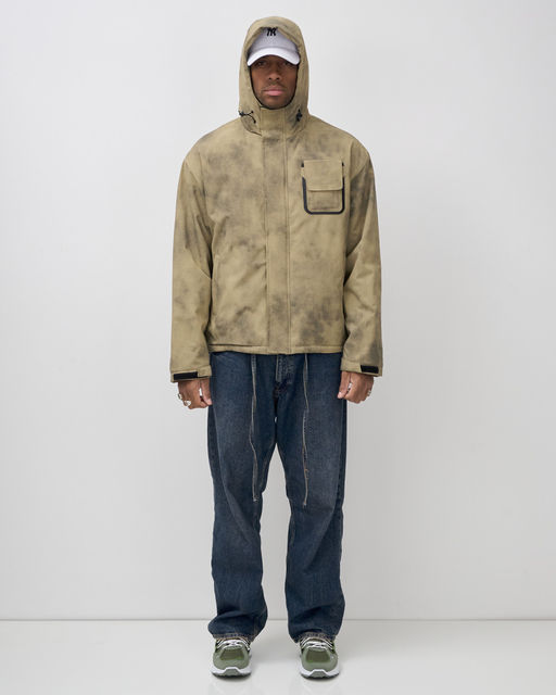 Куртка спортивная мужская весна осень бежевого цвета 25473B