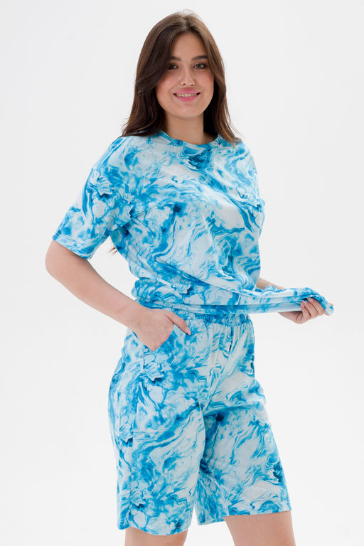 Шорты из кулирки унисекс дым бирюза