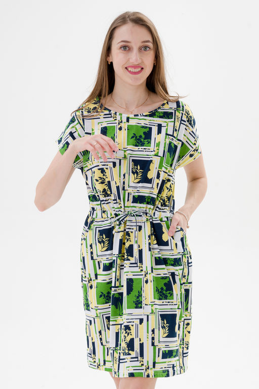 Платье женское домашнее из кулирки Лана цитрусовый микс - Амадэль фото 4