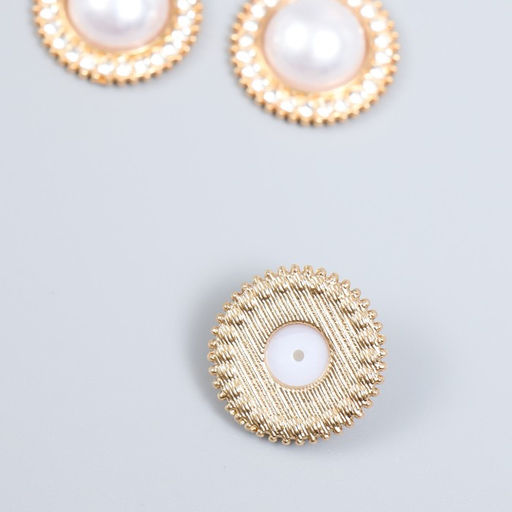 Декор для творчества металл, пластик "Жемчужинка в окантовке" стразы, золото н-р 3 шт 2х2 см