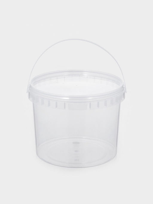 Цена за 60 шт. Ведро одноразовое с крышкой, 3 л, d=19 см, пластик пищевой, прозрачное
