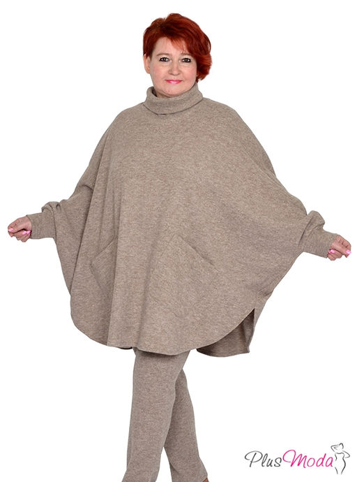 Джемпер-пончо Модель №1522 размеры 44-84 - Plusmoda фото 4