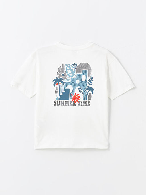 Bisiklet Yaka Bask?l? K?sa Kollu K?z ?ocuk Ti??rt - Waikiki фото 2