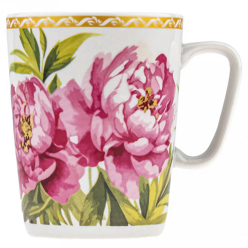Кружка фарфоровая Пионы 350мл, д8см, h10см, форма Конус (Россия) - Домашняя мода фото 2