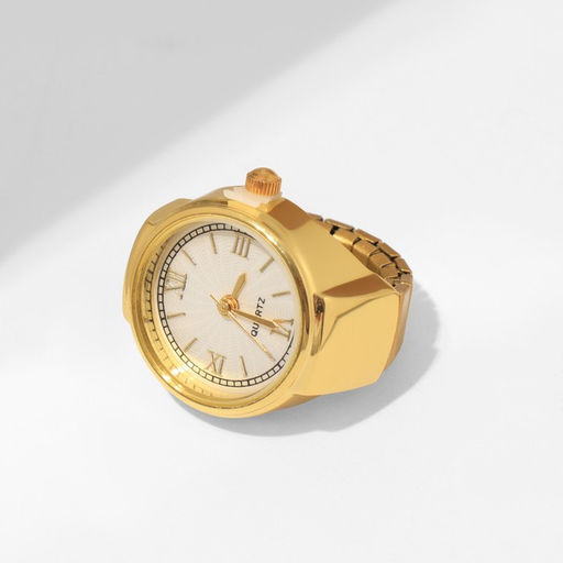 Кольцо Время часы круг, цвет золото - Qf фото 2