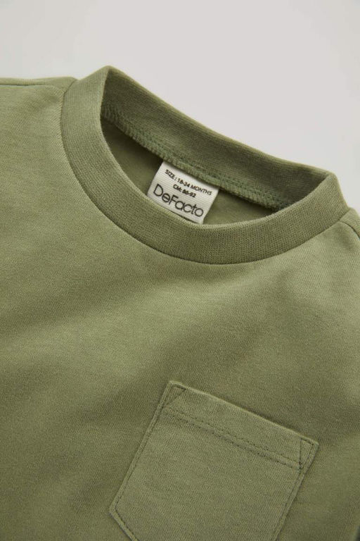 Футболка из чесаного хлопка с длинными рукавами и круглым вырезом для маленьких мальчиков - Defacto фото 2