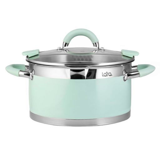 LR02-543 Кастрюля LARA (нерж) MINT 22x12см, 4,4л, носик, индукционное дно, крышка с бортом  фото 4