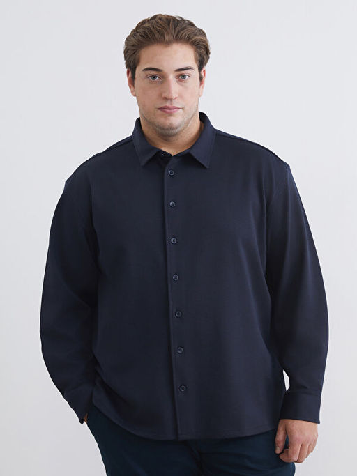 B?y?k Beden Regular Fit Uzun Kollu Erkek G?mlek