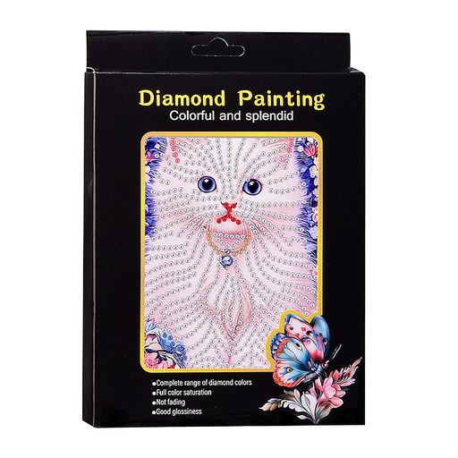 Мозаика алмазная "Белый котёночек" 15*20см