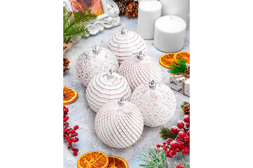 Набор 6 новогодних шаров 9,5*9,5 см Винтаж розовый с эффектом старины - Elan gallery фото 12