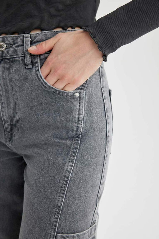 Широкие длинные джинсовые брюки с высокой талией в стиле 90-х годов - Defacto фото 5