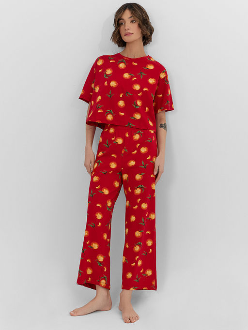 Комплект домашний женский красный с мандаринами - Mark formelle фото 6