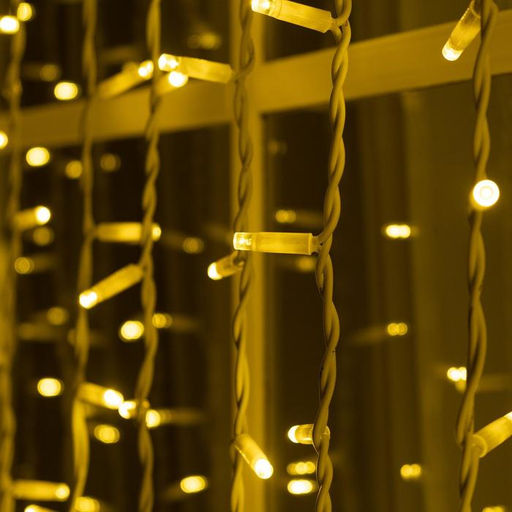 Гирлянда «Занавес» 2×6 м, IP65, УМС, белая нить каучук, 1000 LED, свечение тёплое белое, 220 В